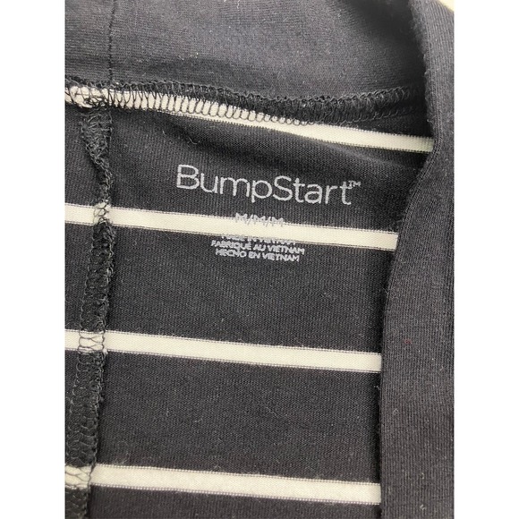 BumpStart Womens Maternity Cardigan Medium Black White Striped Open Front Rayon - Picture 2 of 6